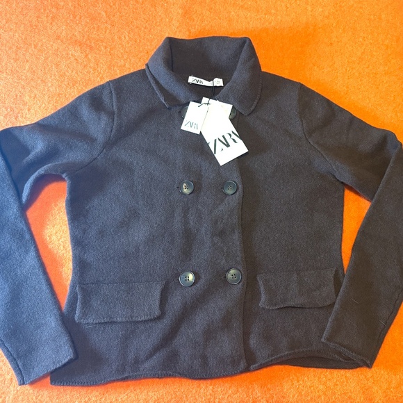 Zara chocolate brown 100% wool cardigan NWT - Picture 3 of 10